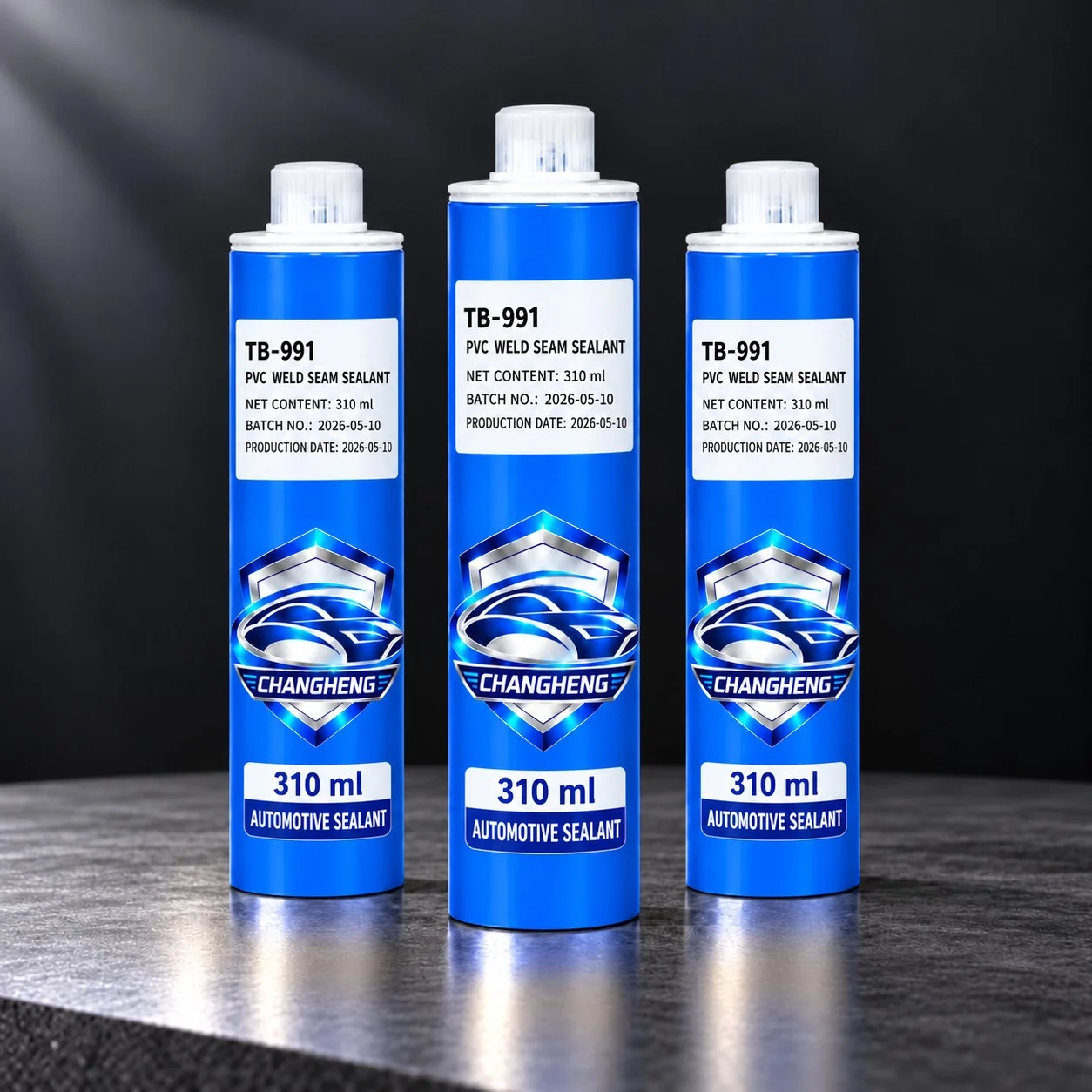 PVC Weld Seam Sealant in a three-package studio arrangement