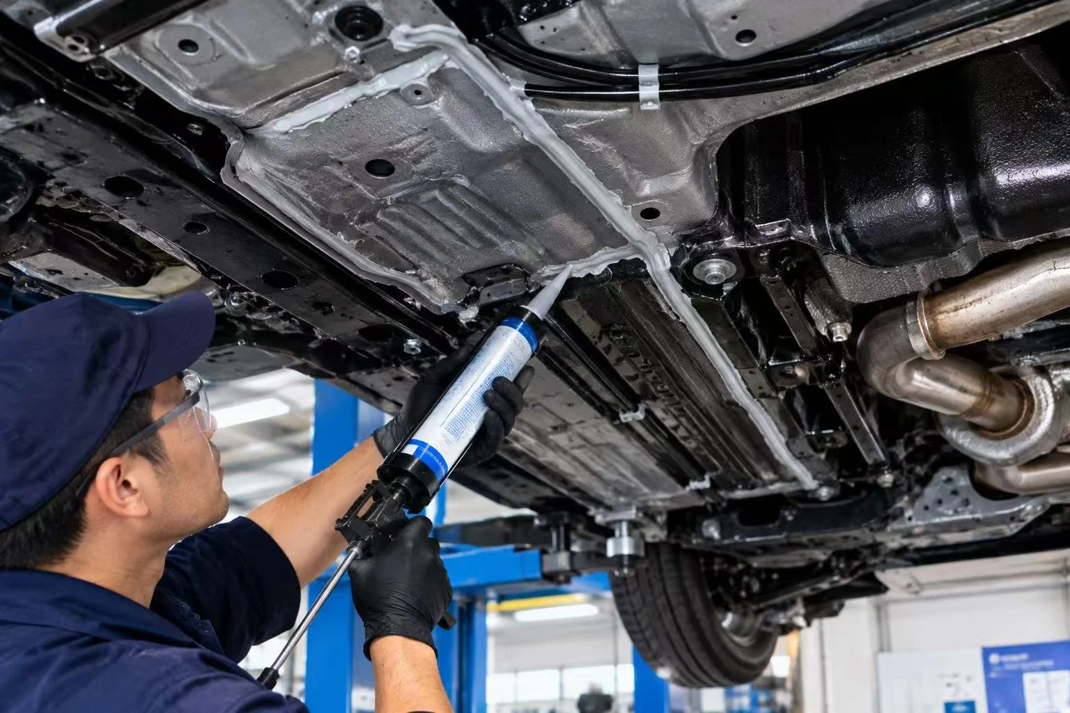 Vehicle chassis joints sealing application