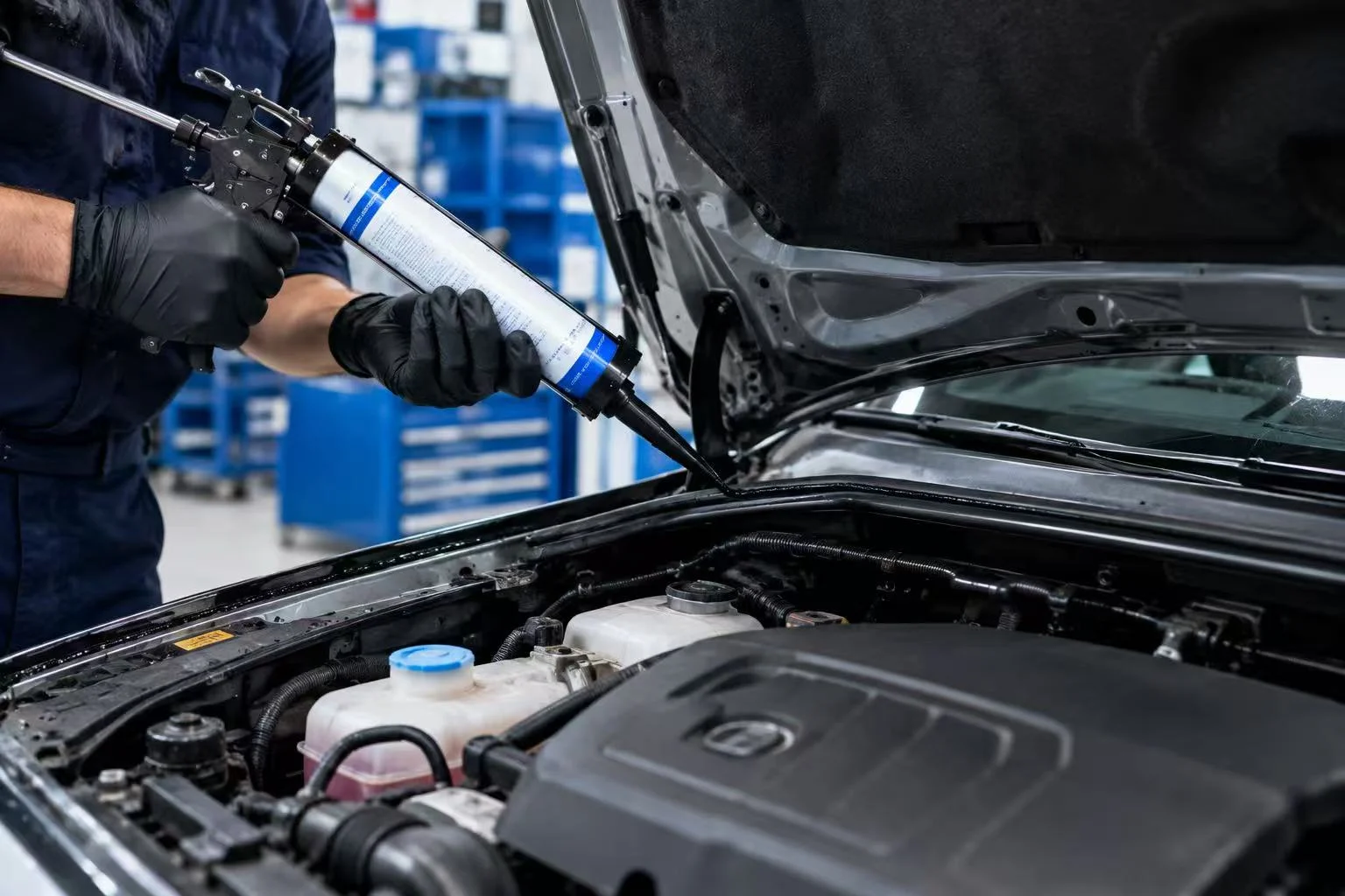 Automotive sealant application during vehicle maintenance